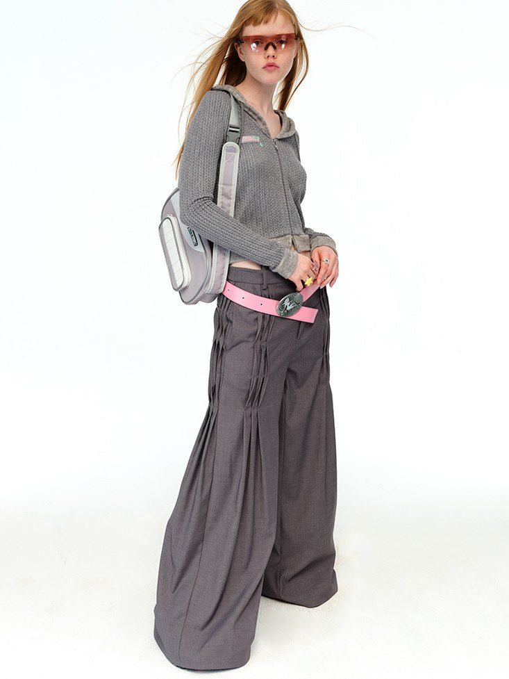 Pleated Loose Mopping Trousers