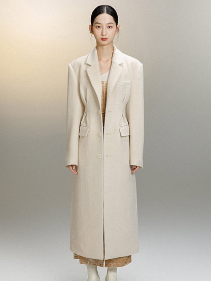 Wide Shoulders Woolen Coat