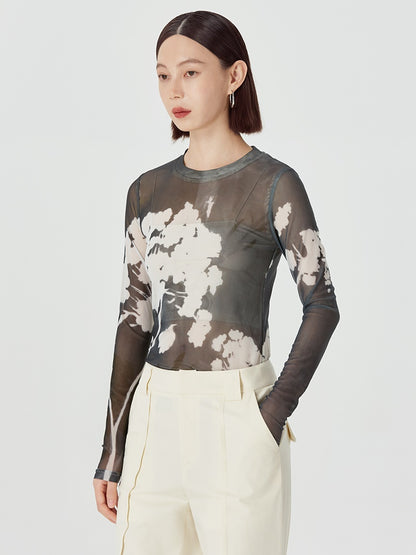 Printing Mesh Round Neck Shirt