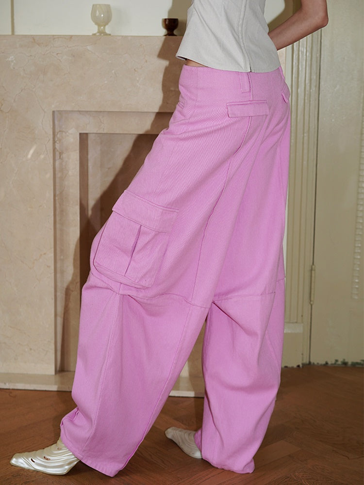 Lace-Up Wide-Leg Cargo Pants