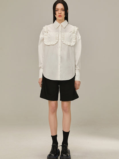 All-match-box-sleeved Lace Shirt