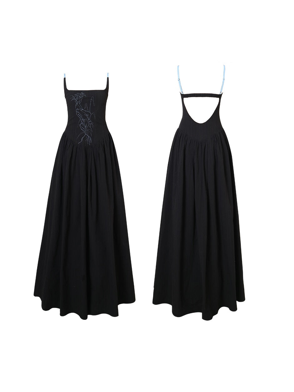 Embroidered Long backless Sling Dress ARCANA ARCHIVE Embroidered Long backless Sling Dress ARCANA ARCHIVE