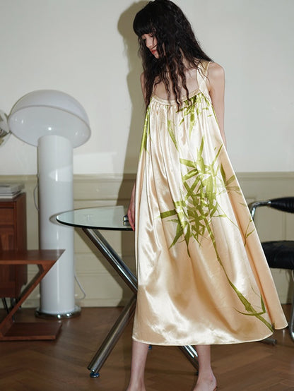 CHINESE STYLE PRINT LONG SLIP Dress