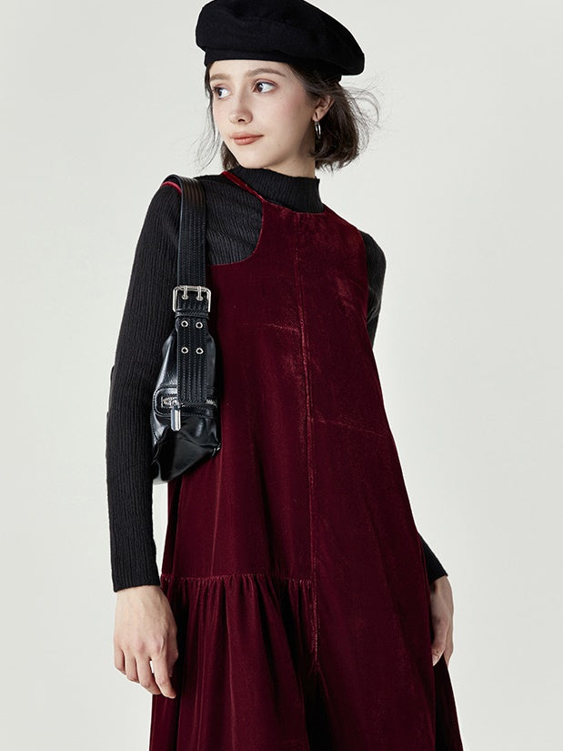 Layered Velvet Bottoming Dress