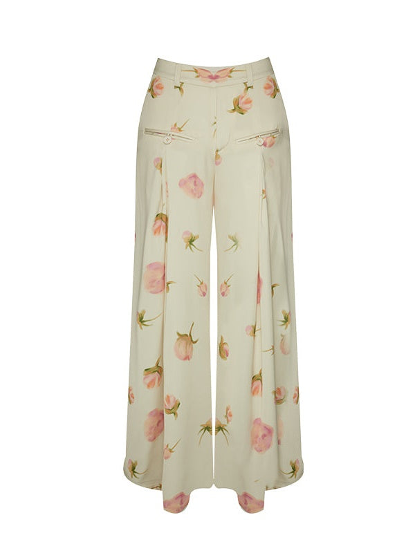 Floral Printed Wide-Leg Pants