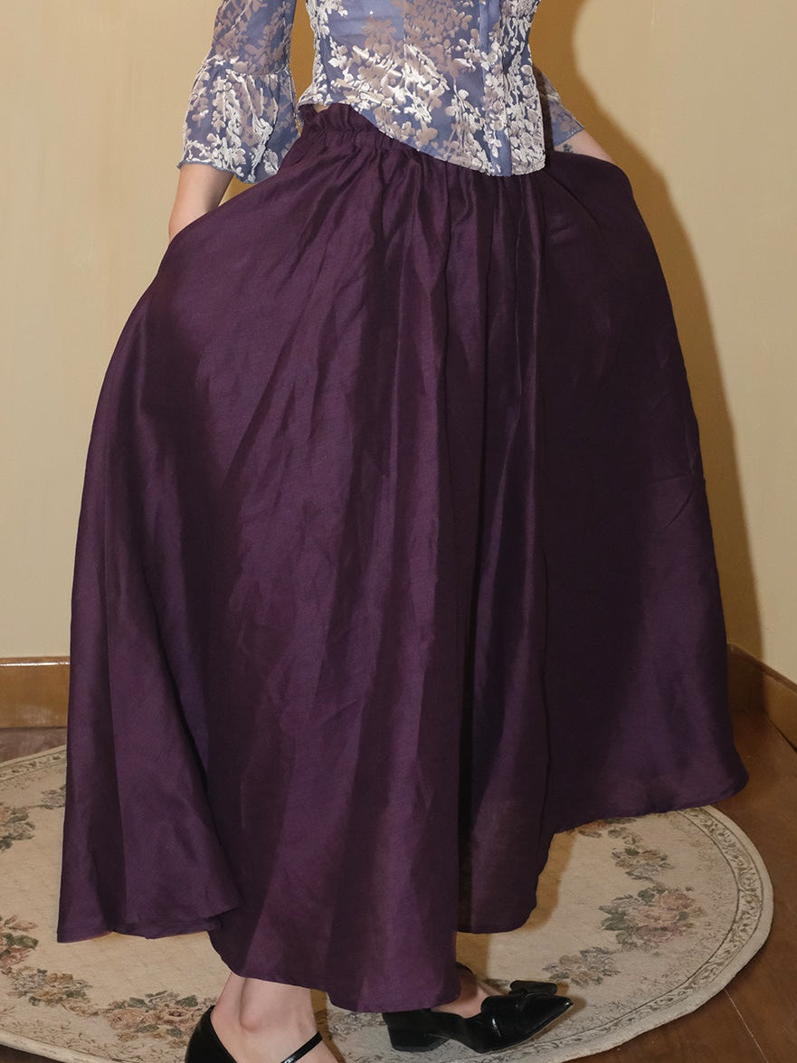 High Waist Long Gather Skirt