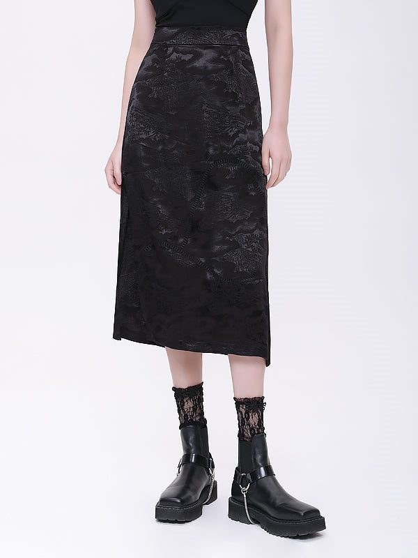 New Chinese Satin Jacquard Skirt