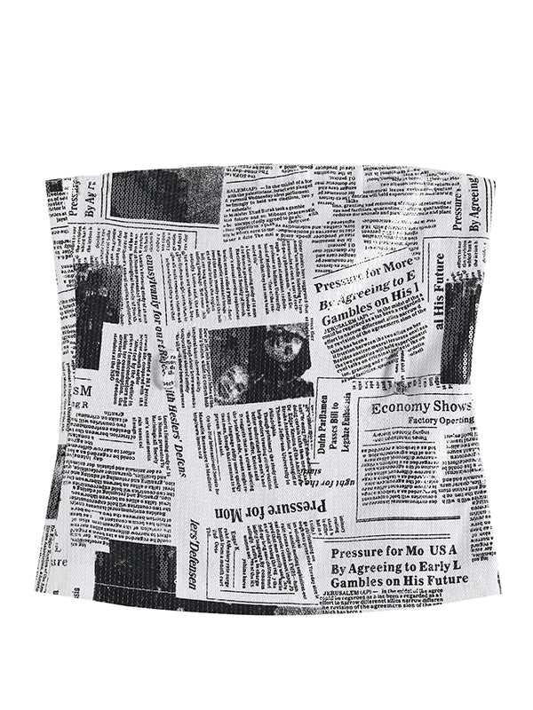 Newspaper Print Corset Tube Top