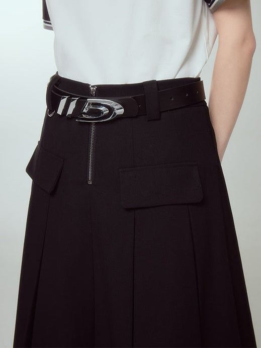 Middle Zipper PLEATED SKIRT