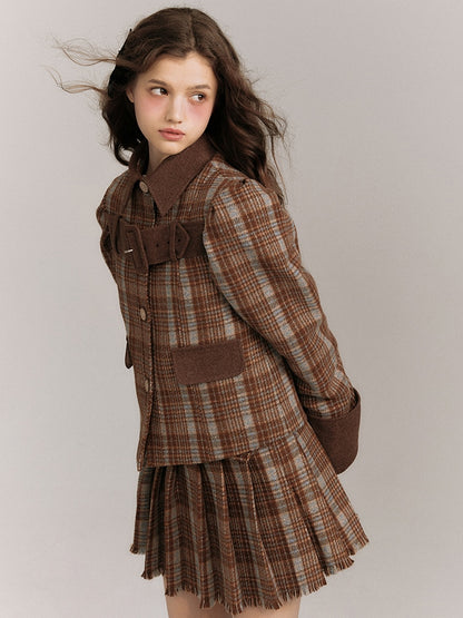 Plaid Belted Jacket