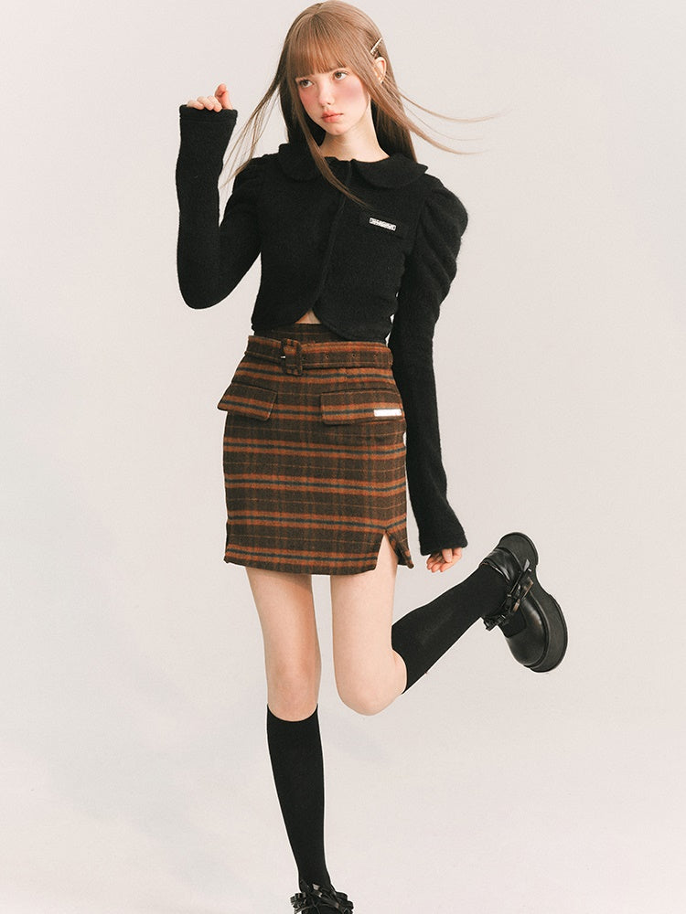 Wool Plaid Skirt