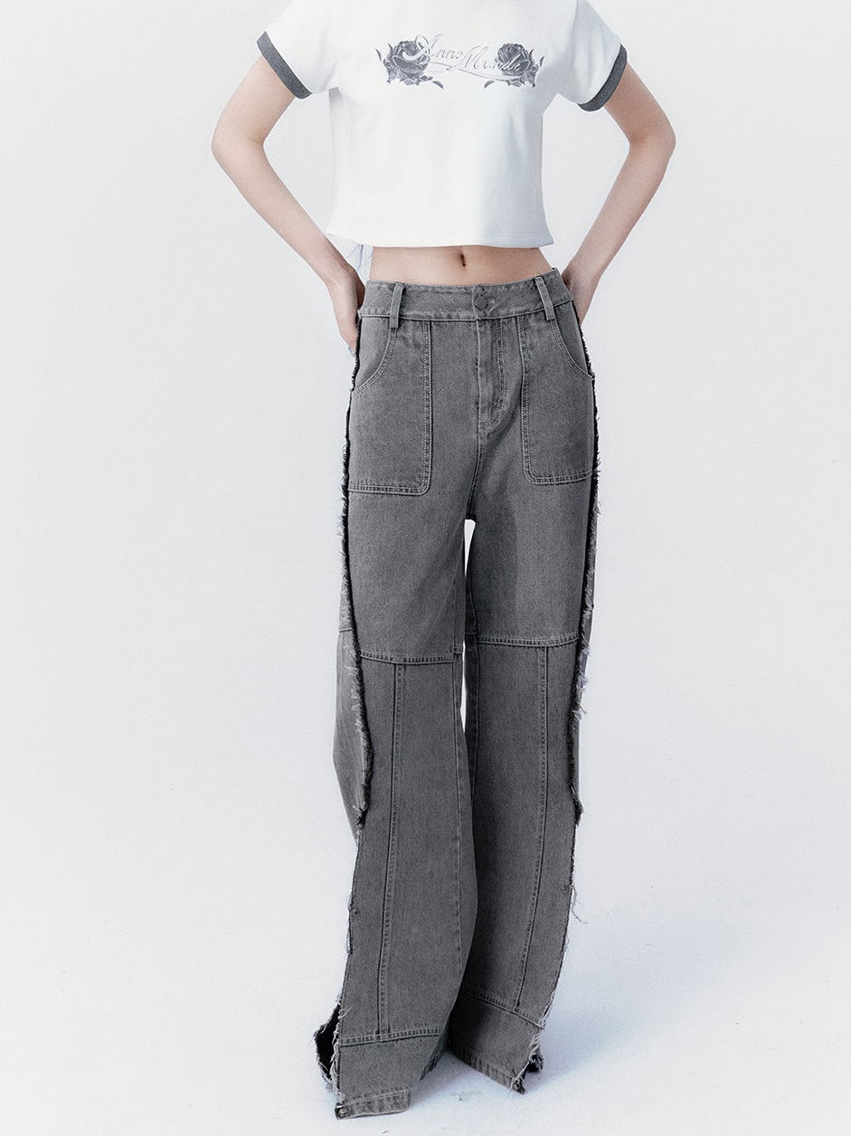 Raw Edge Silhouette Jeans