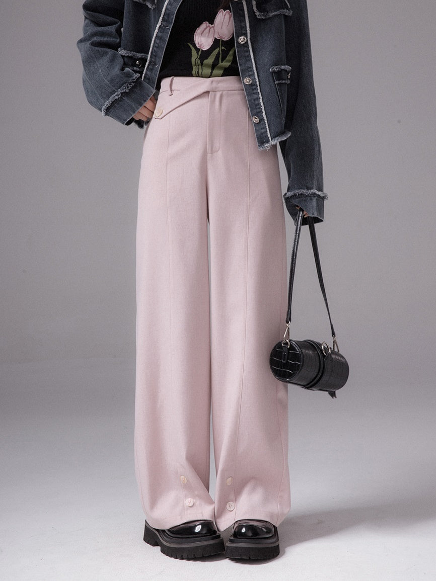 Slanted Waist Casual Pants