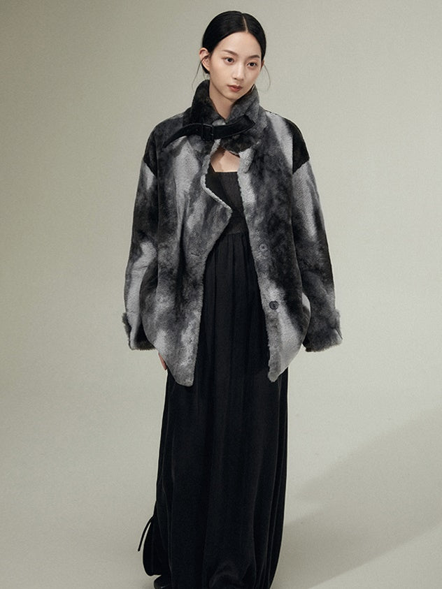 Eco-friendly Fur Mid-length Lamb Wool Coat