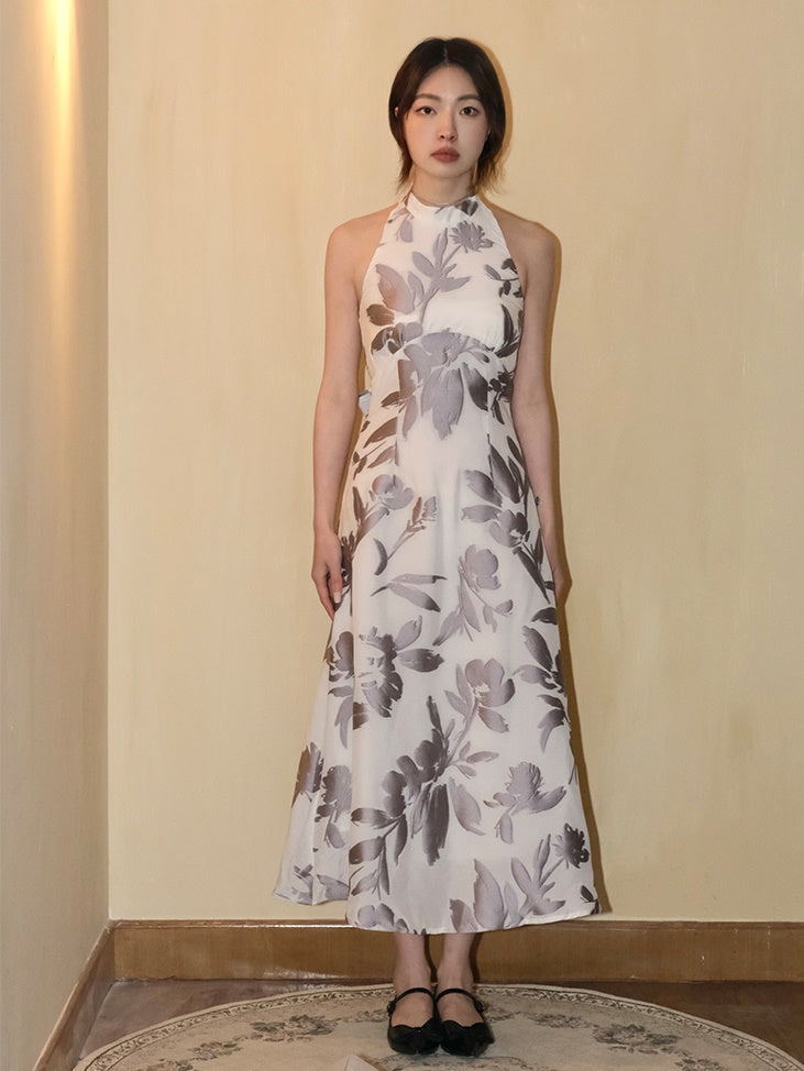 New Chinese Style Floral Long Dress