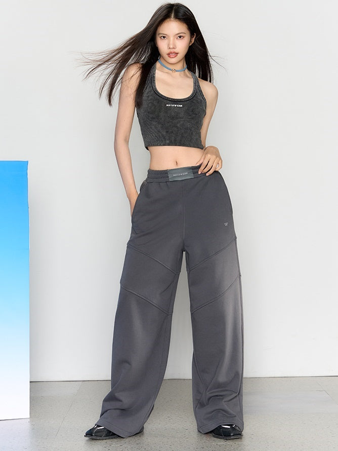 Non-Shrinking High-Waisted Sports Wide-Leg Pants