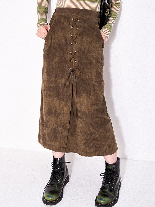 Laceup Corduroy Skirt