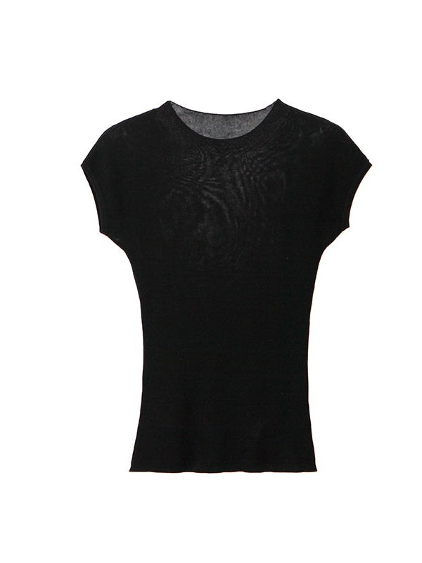 Slim-fit Short-sleeved Knitted Bottoming T-shirt