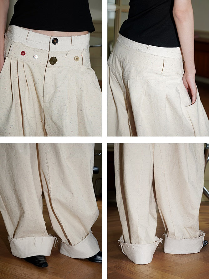 Double Waist Wide-Leg Casual Pants