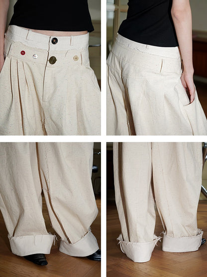 Double Waist Wide-Leg Casual Pants