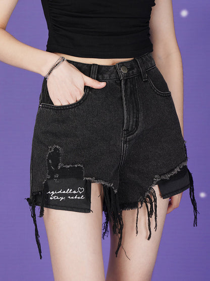 Shorts de jean à la taille haute de taille