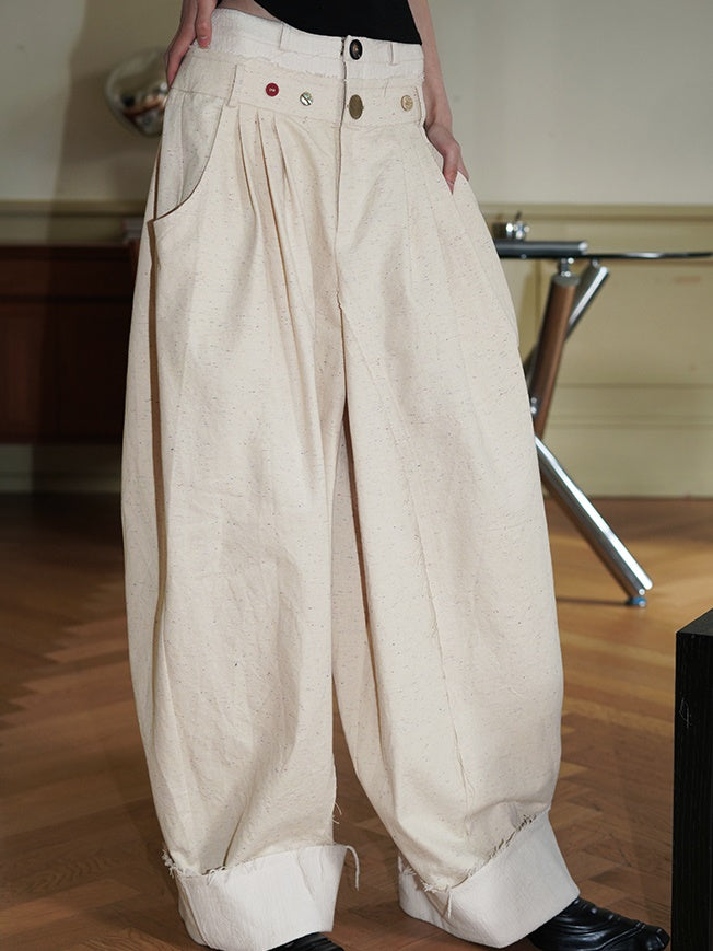 Double Waist Wide-Leg Casual Pants