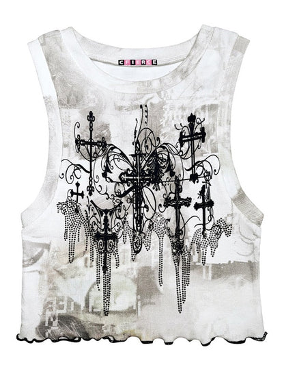 Cross Printed Tank Top