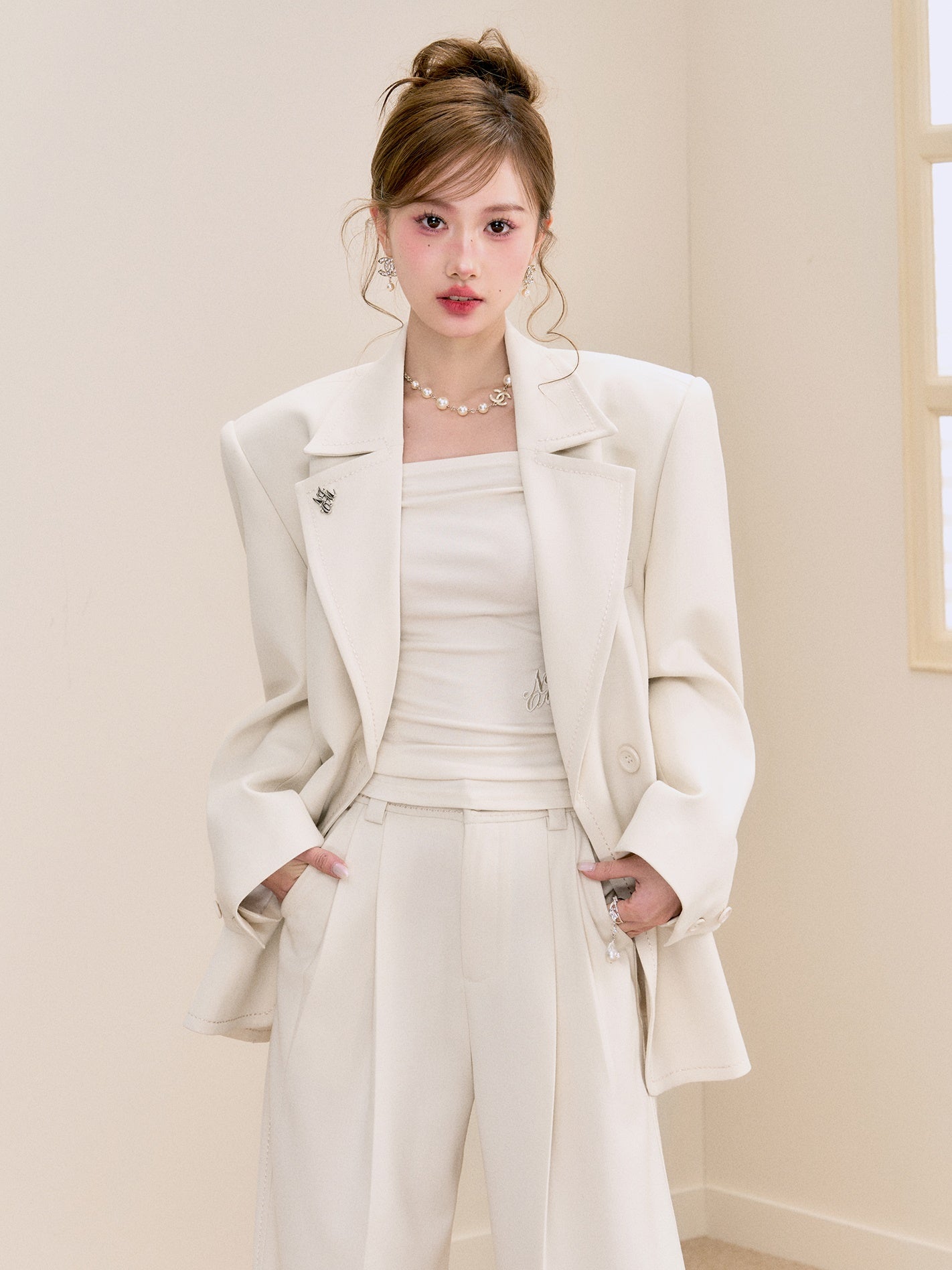 Basic Casual Shoulder Pad Jacket