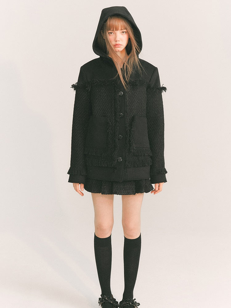 Wool Small Fragrance Hooded Jacket