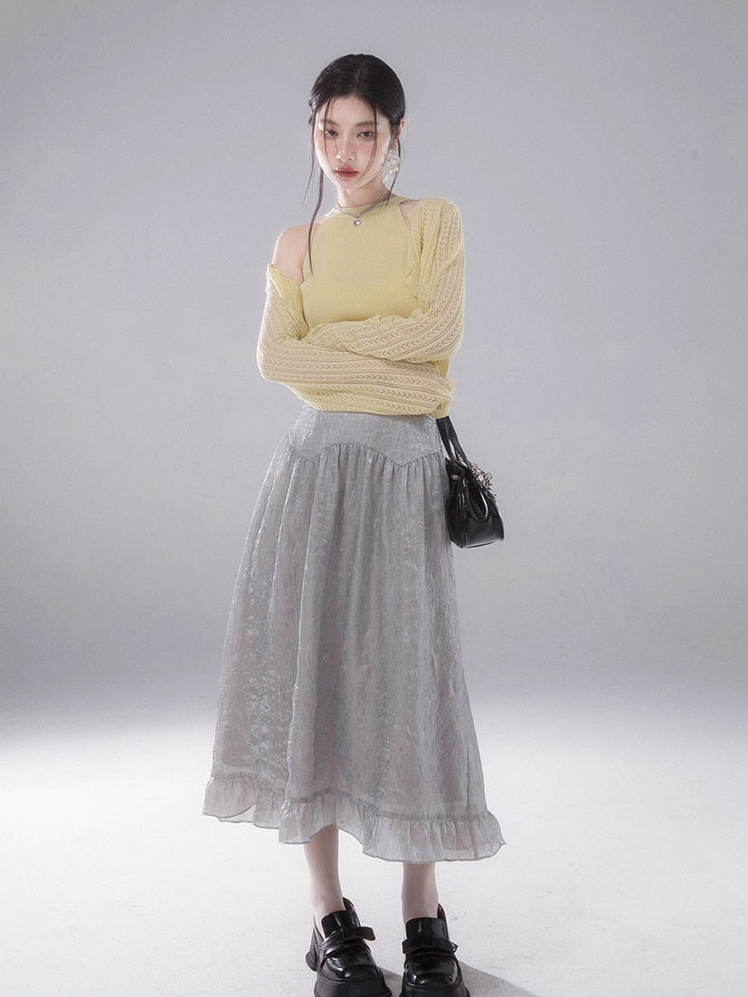 Water Waves Rippling Gauze Skirt