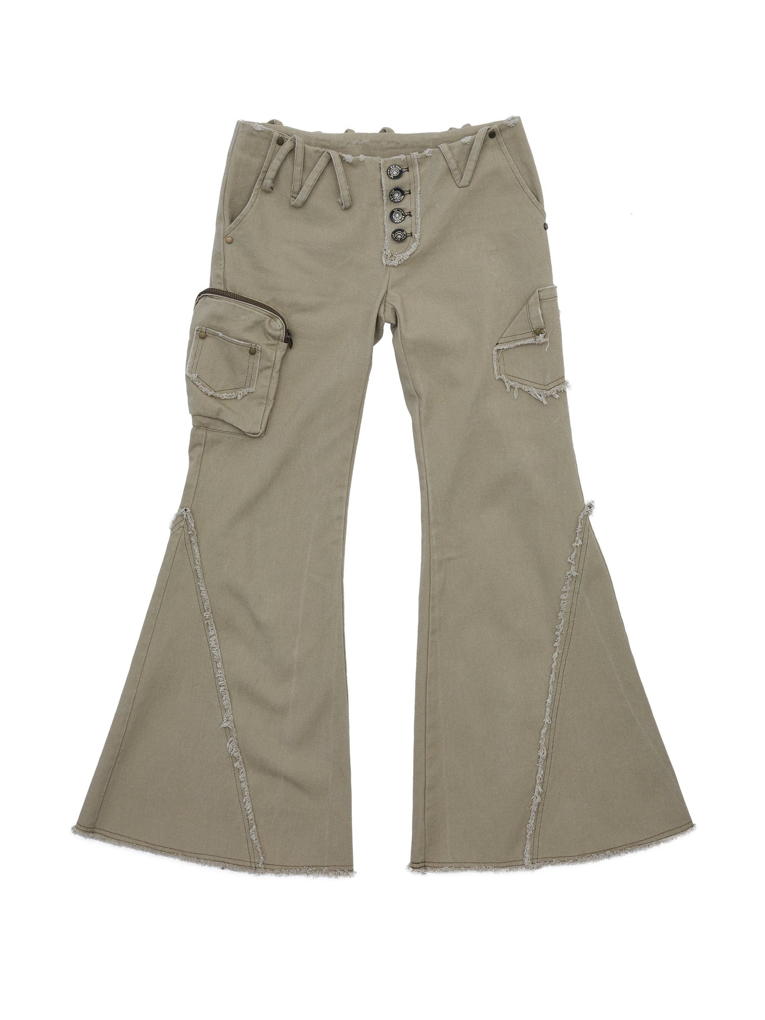 Pantalon évasé en jean rivet à bord brut ultra-bas