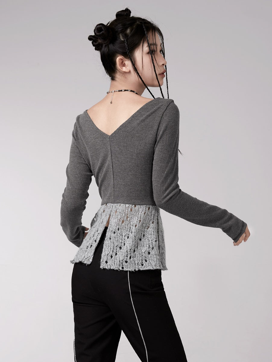 V-neck Zipper Knitted Cardigan