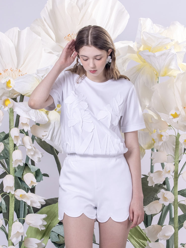 Embroidery Flower Three-dimensional T-shirt