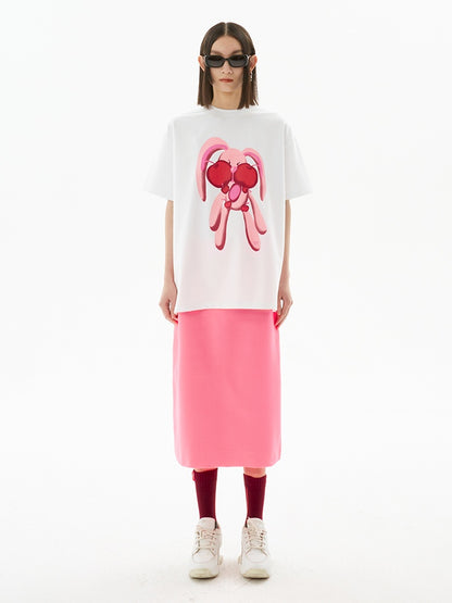 T-shirt de lapin à pomme rose girly