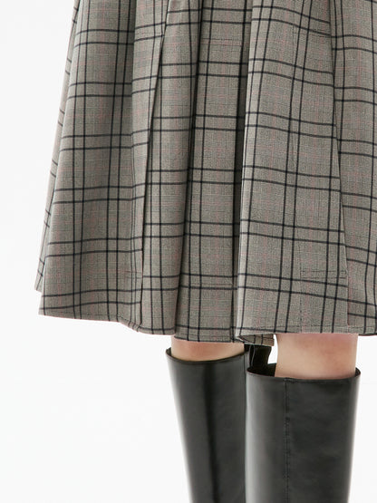 Plaid Pleated Elastic Skirt