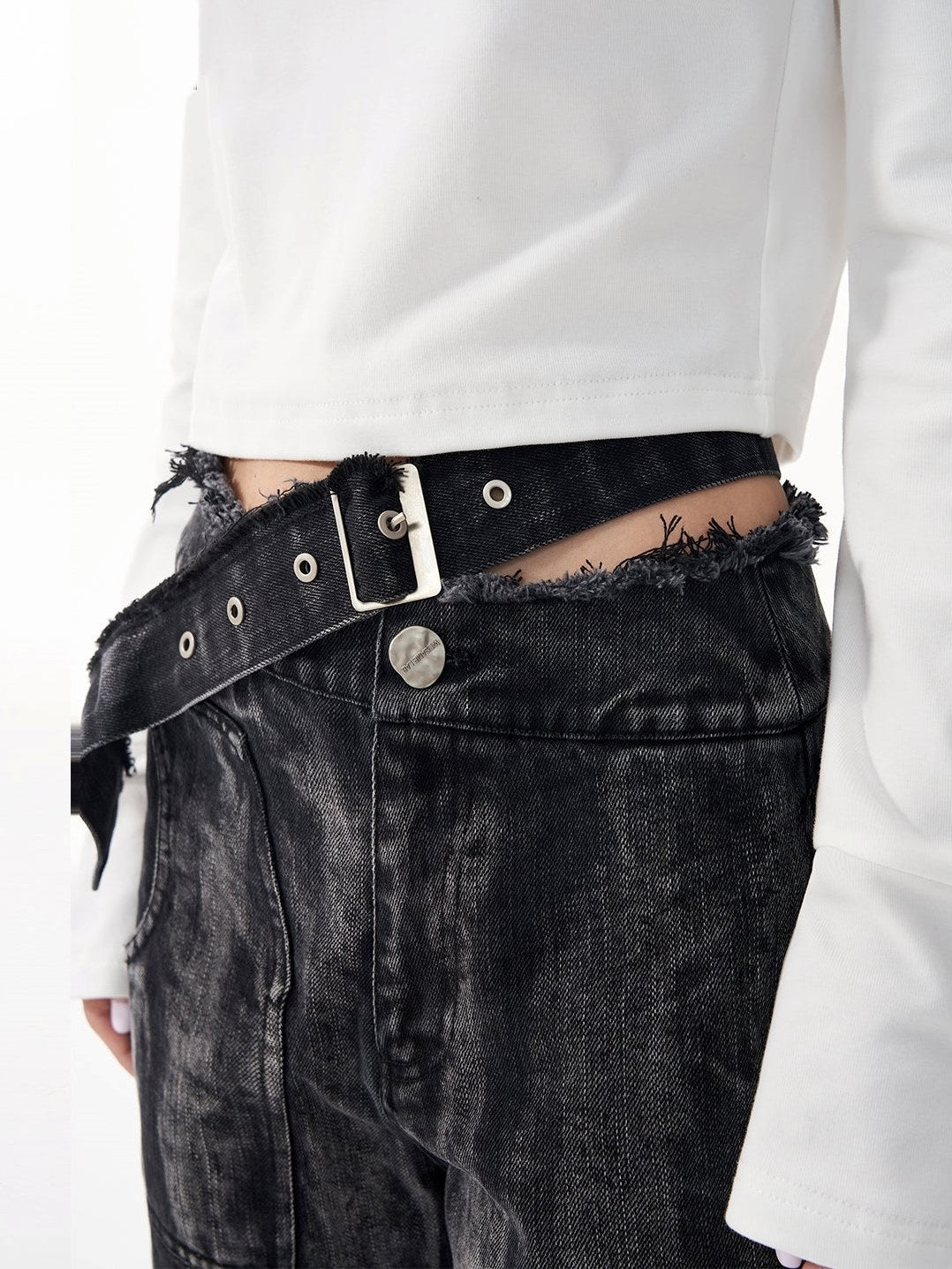 Slim High Waist Denim Micro Pants