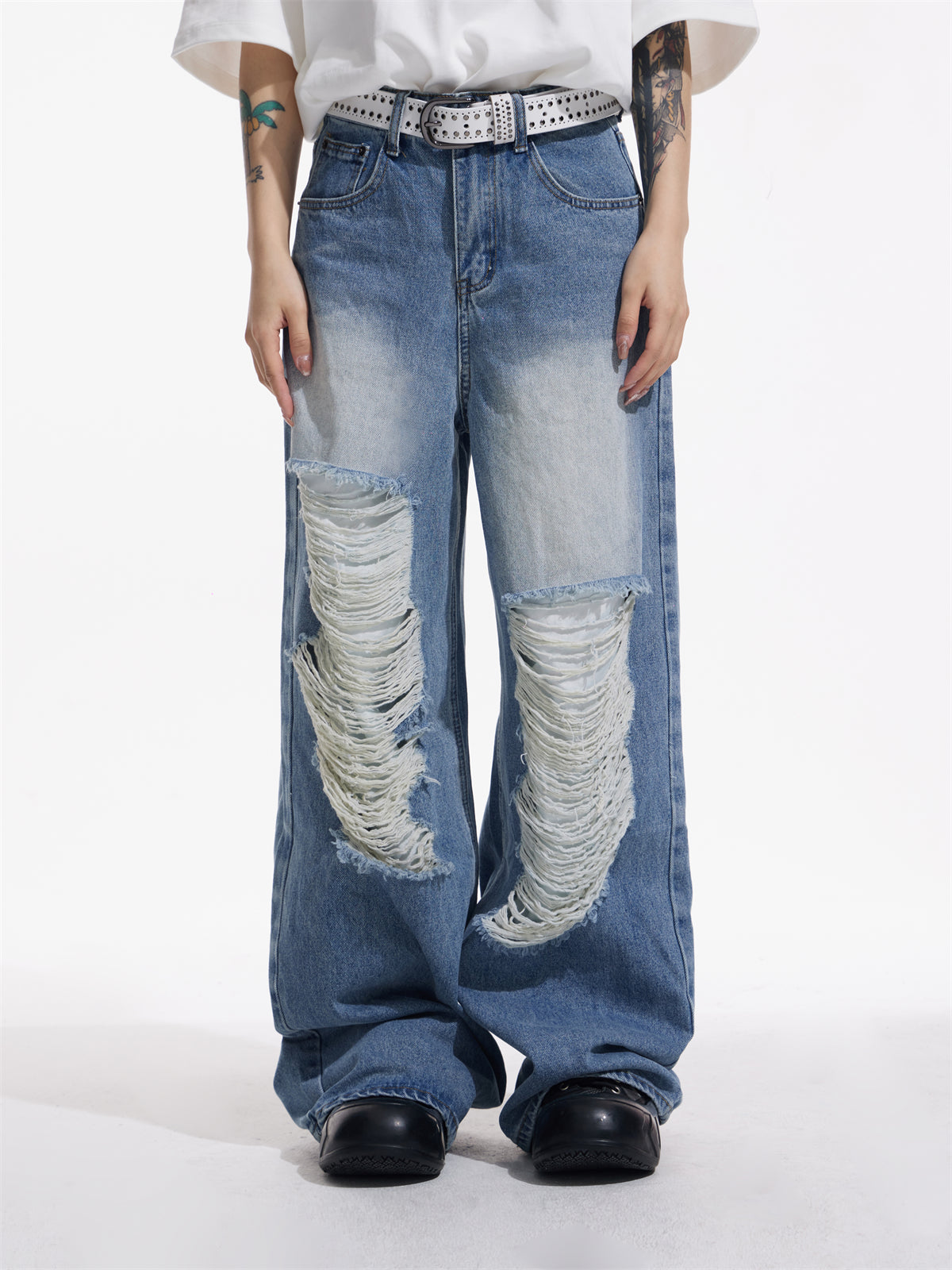 LOOSE STRAIGHT DAMAGE JEANS