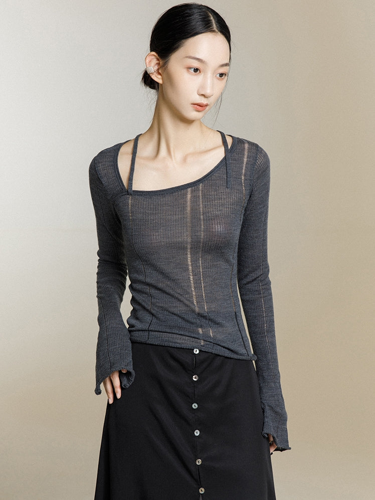 Square Neck Knitted Bottoming Shirt