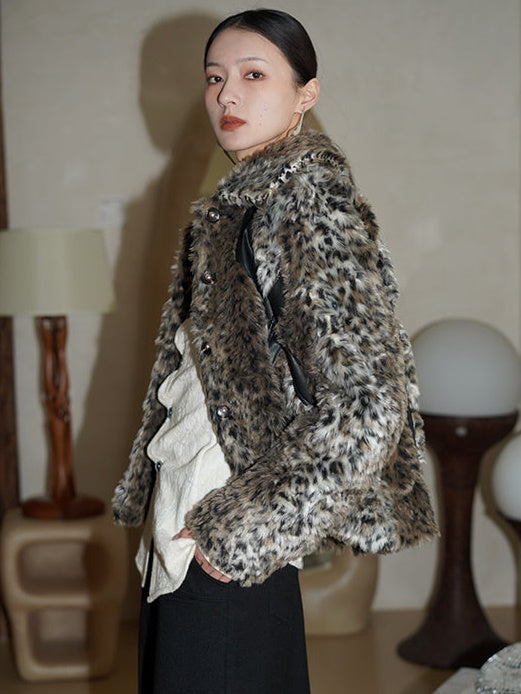 Leopard Fur Short Loose Coat