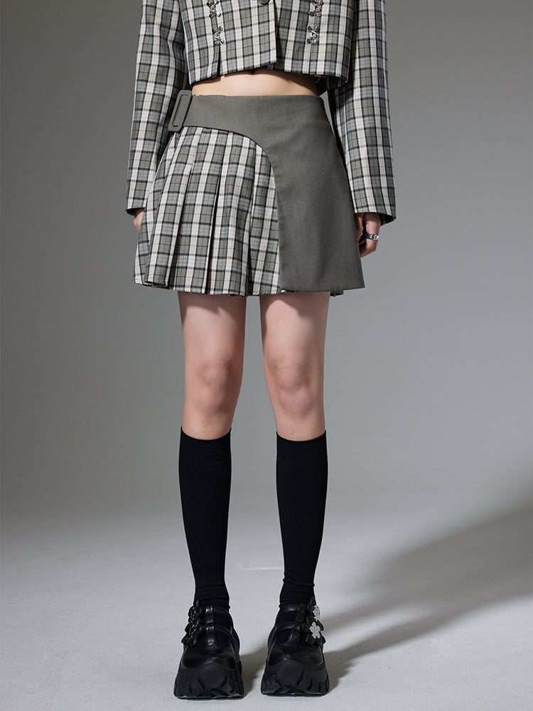 College Style Short Jacket &amp; Skirt