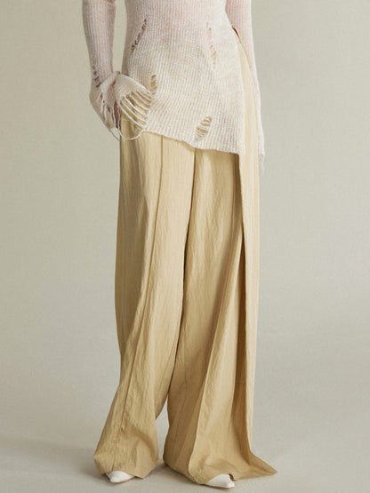 Draped Casual Wide-Leg Pants