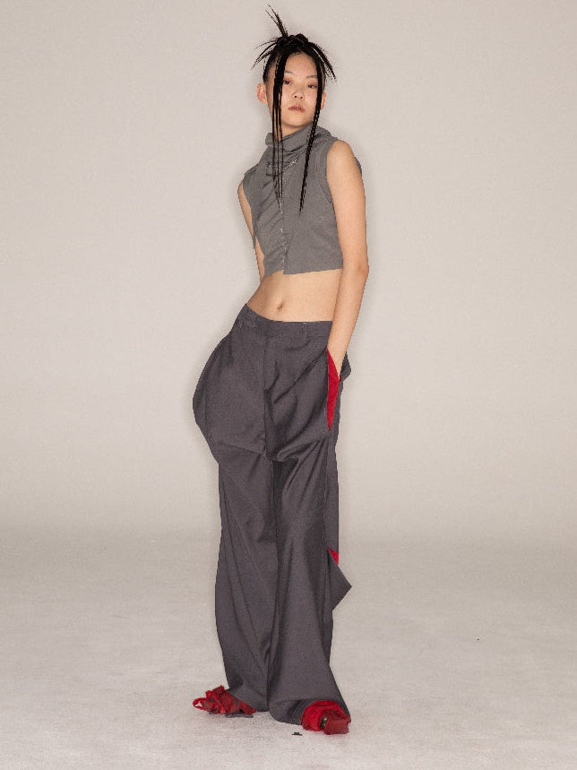 Low-Waist Loose Strait-Leg Pants