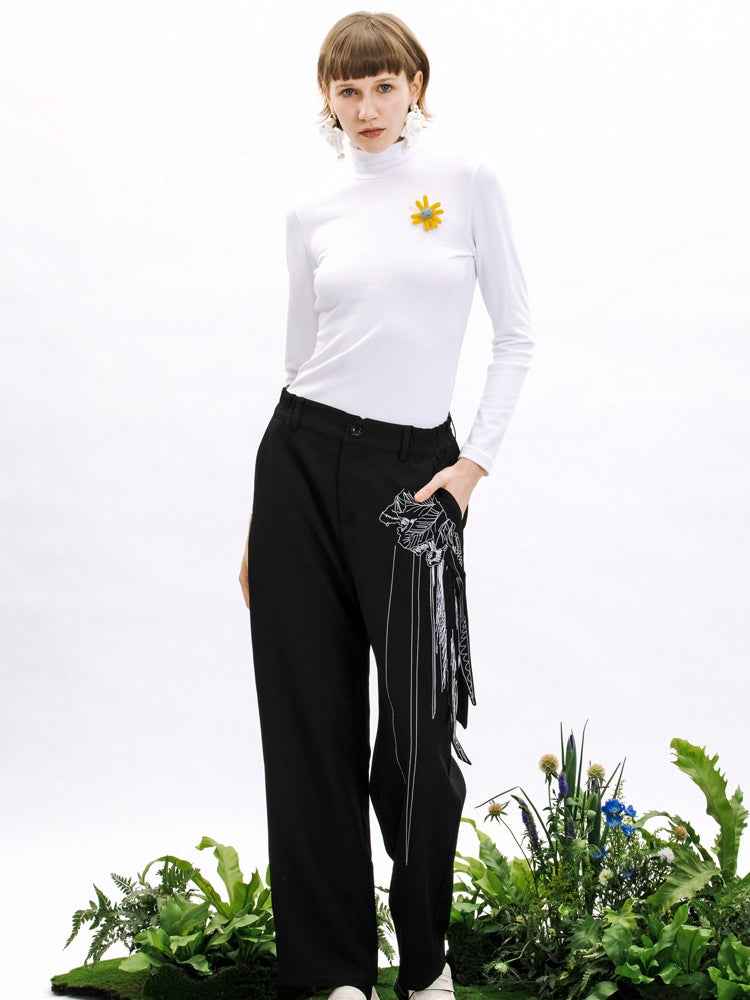 THREE-DIMENSIONAL EMBROIDY NICHI STRAIGHT PANTS