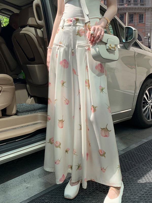 Floral Printed Wide-Leg Pants