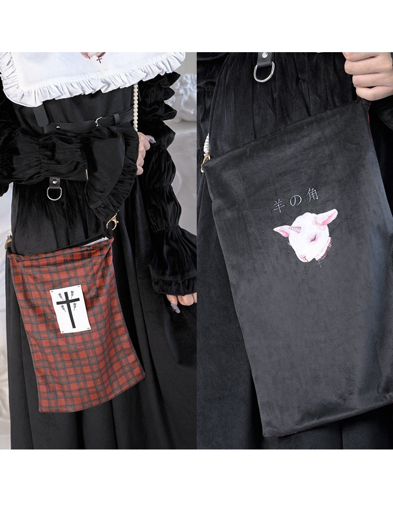 Animal Plaid Cross Lace Gothic Bag Gothic