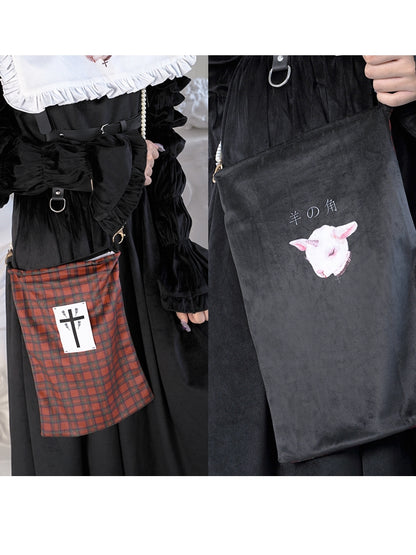 Animal Plaid Cross Lace Gothic Shoulder-bag