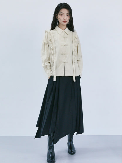 New CHINESE STYLE CORDUROY LACE SHIRT