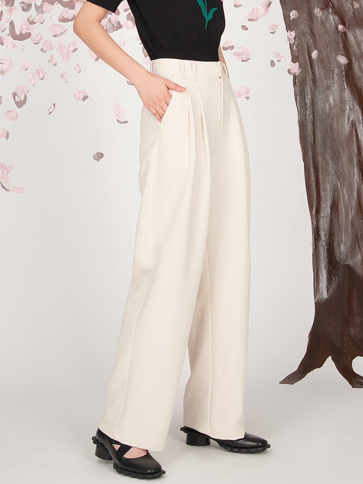 High-waisted Loose Straight Trousers