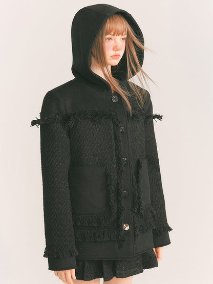 Wool Small Fragrance Hooded Jacket