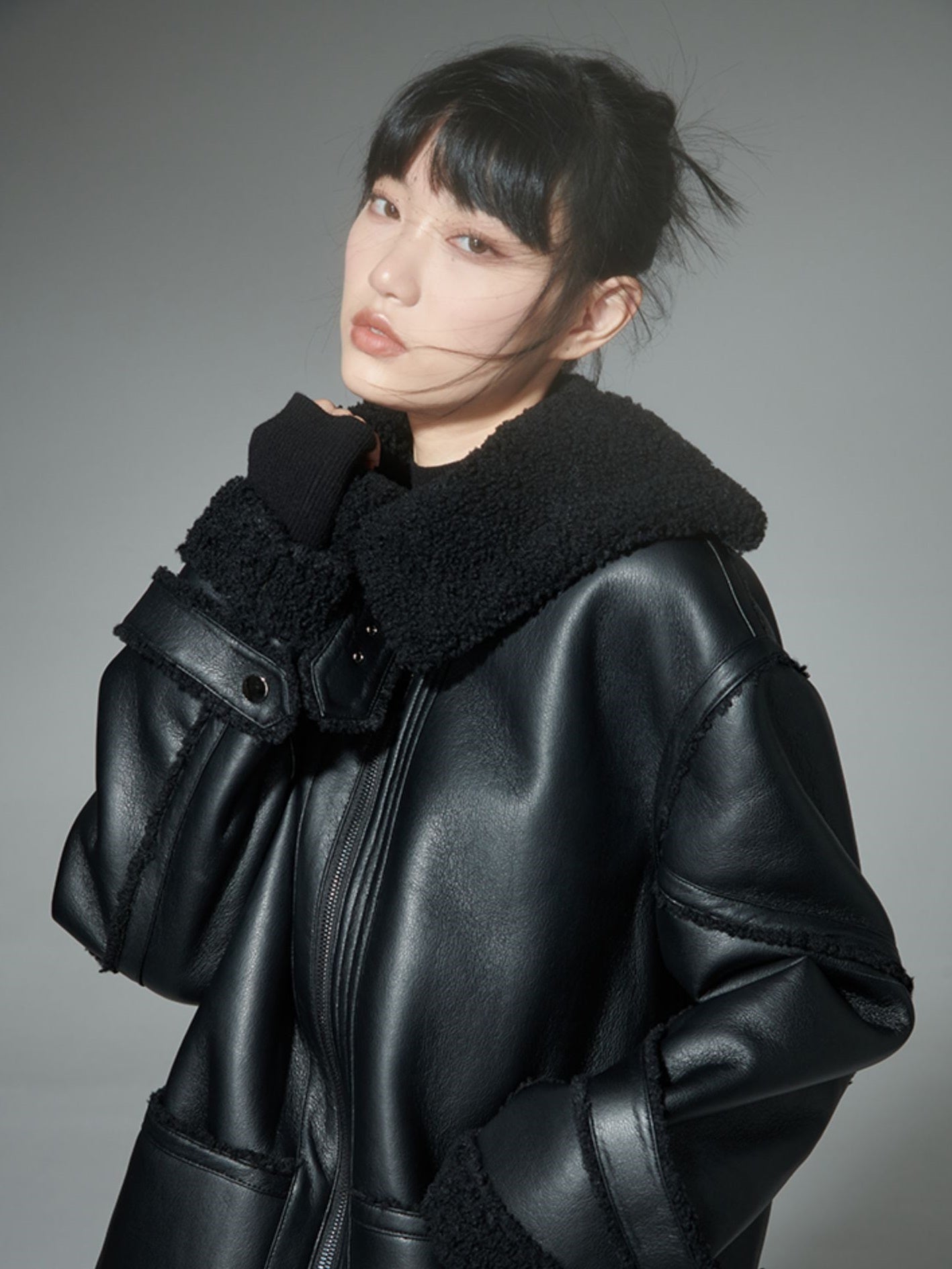 Imitation Leather Lamb Wool Jacket